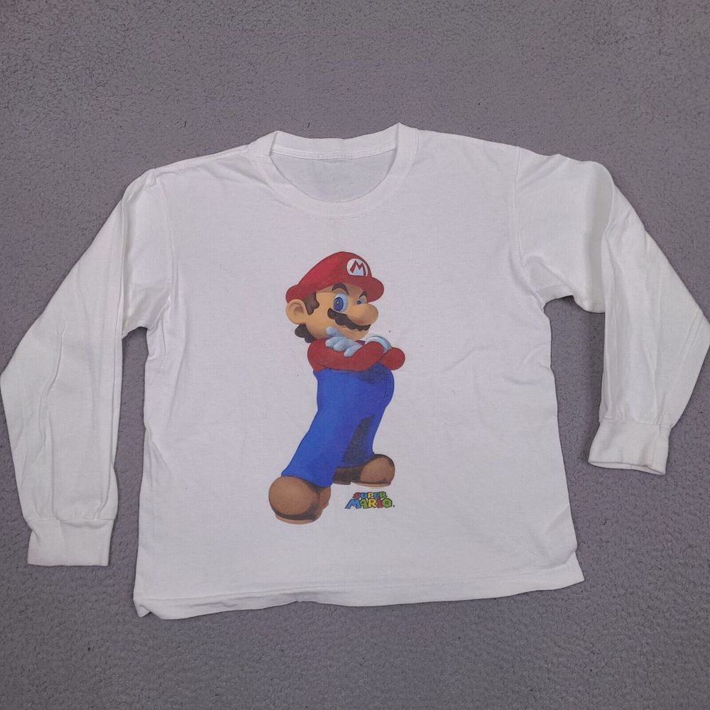 Vintage 2000s Y2K Super Mario Shirt Mens Small Nintendo Video Game Promo